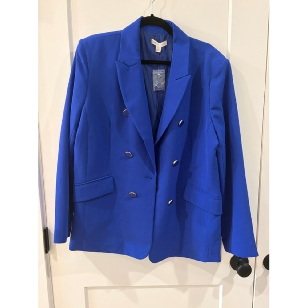 Cato Royal Blue Double Breasted Blazer Jacket XL Long Sleeve Lined Career Suit